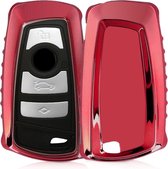 kwmobile autosleutelhoes voor BMW 3-knops draadloze autosleutel (alleen Keyless Go) - TPU beschermhoes in hoogglans rood