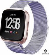 Milanees Smartwatch bandje - Geschikt voor Fitbit Versa / Versa 2 Milanees bandje - lichtpaars - Strap-it Horlogeband / Polsband / Armband - Maat: Maat L