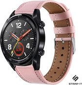 Leer Smartwatch bandje - Geschikt voor  Huawei Watch GT / GT 2 bandje leer - roze - 42mm - Strap-it Horlogeband / Polsband / Armband