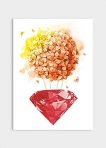 Poster Flower Diamond Ruby - Plexiglas - Meerdere Afmetingen & Prijzen | Wanddecoratie - Interieur - Art - Wonen - Schilderij - Kunst