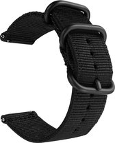 Nylon bandje zwart met metalen accenten geschikt voor Samsung Galaxy Watch 45 en 46mm