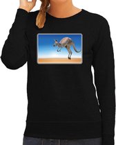Dieren sweater kangoeroes foto - zwart - dames - Australische dieren/ kangoeroe cadeau trui - kleding / sweat shirt M