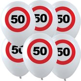 60x Leeftijd verjaardag ballonnen met 50 jaar stopbord opdruk 28 cm