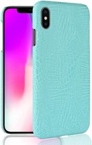 Backcover Slangenprint Fashion Hoesje iPhone XS Max Mintgroen - Gratis Screen Protector - Telefoonhoesje - Smartphonehoesje