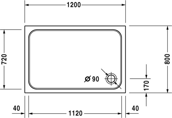 Receveur de douche 1200x800 mm, blanc alpin