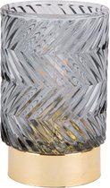 Pt, Zig Zag -  Waxinelichthouder - Glas - 13x8,5cm - Grijs
