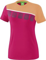 Erima Teamline 5-C T-Shirt Dames Love Rose-Peach-Wit Maat 38