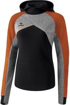 Erima Premium One 2.0 Sweatshirt met Capuchon Dames Zwart-Grijs Melange-Neon Oranje Maat 36
