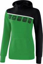Erima Teamline 5-C Sweatshirt met Capuchon Dames Smaragd-Zwart-Wit Maat 34