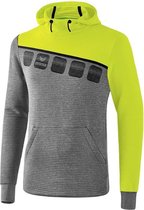 Erima Teamline 5-C Sweatshirt met Capuchon Grijs Melange-Lime Pop-Zwart Maat 3XL