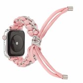 Gevlochten Paraplukoordriem voor Apple Series 6 & SE & 5 & 4 44 mm / 3 & 2 & 1 42 mm (roze)
