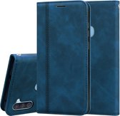 Voor Samsung Galaxy A11 Frosted Business Magnetische Horizontale Flip PU lederen tas met houder & kaartsleuf & lanyard (blauw)