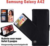 EmpX.nl Samsung A42 Zwart Boekhoesje | Portemonnee Book Case | Flip Cover Hoesje | Met Multi Stand Functie | Kaarthouder Card | Beschermhoes Sleeve | Met Pasjeshouder & Magneet Slu