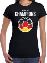 Duitsland EK/ WK supporter t-shirt - we are the champions met Duitse voetbal - zwart - dames - kleding / shirt XS