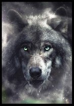 Punt. Poster - Wolf Botanische Jungle Dieren - 84 X 59.4 Cm - Wit