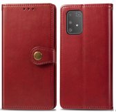 Voor Galaxy S10 Lite / A91 / M80s retro effen kleur lederen gesp bescherming voor mobiele telefoon lederen tas met fotolijst en kaartsleuf en portemonnee en beugelfunctie (rood)