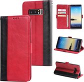 Voor Galaxy Note8 Retro Texture Contrast Kleur Splicing Horizontaal Flip TPU + PU lederen tas met kaartsleuven & houder & portemonnee (rood)