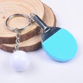 2 stuks creatieve metalen tafeltennis sleutelhanger handgemaakte sieraden cadeau sport sleutelhanger, specificatie: 2 × 2.8 × 6.5cm (lichtblauw)
