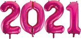 Roze helium 2021 cijfer ballonnen 103 cm.