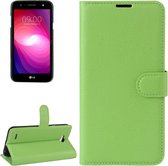 Voor LG X power2 Litchi Texture horizontale flip lederen tas met houder & kaartsleuven & portemonnee (groen)