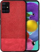 Voor Galaxy A71 schokbestendige splitsing PU + doektextuur PC + TPU beschermhoes (rood)