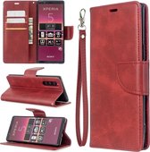 Voor Sony Xperia5 / XZ5 lamsvel textuur pure kleur horizontale flip pu lederen case met houder & kaartsleuven & portemonnee & lanyard (rood)