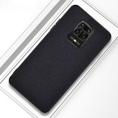 Voor Xiaomi Redmi Note 9 Pro schokbestendige doektextuur PC + TPU beschermhoes (zwart)