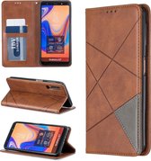 Rhombus Texture horizontale flip magnetische lederen tas met houder en kaartsleuven voor Galaxy A7 (2018) (bruin)
