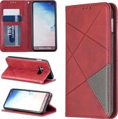 Ruit textuur horizontale flip magnetische lederen tas met houder en kaartsleuven en portemonnee voor Galaxy S10e (rood)