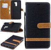 Kleurafstemming Denim Texture Leather Case voor Xiaomi Pocophone F1, met houder & kaartsleuven & portemonnee & lanyard (zwart)