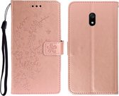 Voor Redmi 8A Plum Blossom-patroon Links en rechts Flip Leren Case met Beugel & Kaartsleuf & Portemonnee & Lanyard (Rose Gold)