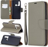 Litchi Texture Pure Color Horizontale Flip PU lederen tas met houder & kaartsleuven & portemonnee & lanyard voor Huawei P20 lite (2019) / nova 5i (grijs)