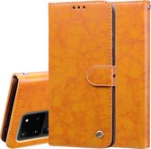 Voor Galaxy S20 Ultra Business Style Oil Wax Texture Horizontal Flip Leather Case, met houder & kaartsleuven & portemonnee (bruin)