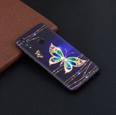 Embossment Patterned TPU Soft Case voor Huawei Honor 10 Lite / P Smart 2019 (Big Butterfly)