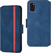 Voor Samsung Galaxy A41 Retro Frosted Oil Side Horizontal Flip Case met houder en kaartsleuven (blauw)