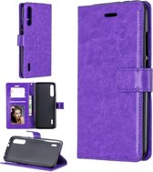 Voor Xiaomi Mi 9 Crazy Horse Texture Horizontale Flip Leather Case met houder & kaartsleuven & portemonnee & fotolijst (paars)