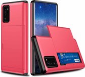 Voor Samsung Note20 schokbestendige robuuste beschermhoes met kaartsleuf (rood)
