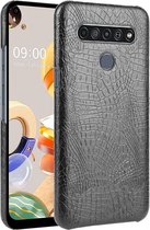 Voor LG K61 Shockproof Crocodile Texture PC + PU Case (Zwart)