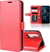 R64 textuur enkele vouw horizontale flip lederen case voor Huawei Honor 20 Pro, met houder & kaartsleuven & portemonnee (rood)