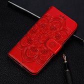 Mandala Embossing Pattern Horizontal Flip Leather Case voor Huawei Y6 (2019) & Y6 Pro (2019) & Enjoy 9E, met houder & kaartsleuven & portemonnee & fotolijst & lanyard (rood)