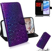 Voor xiaomi redmi 10x 5g effen kleur kleurrijke magnetische gesp horizontale flip pu lederen case met houder & kaartsleuven & portemonnee & lanyard (paars)