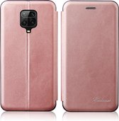 Voor Xiaomi Redmi Note 9 Pro / Note 9S / Note 9 Pro Max Integrated Electricity Pressing Retro Texture Magnetic TPU + PU Leather Case met Card Slot & Holder (Rose Gold)