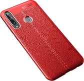 Voor Huawei Y6P Litchi Texture TPU schokbestendig hoesje (rood)