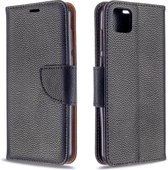 Voor Huawei Y5P / Honor 9S Litchi Texture Pure Color Horizontal Flip PU Leather Case met houder & kaartsleuven & Wallet & Lanyard (zwart)