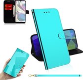 Voor Galaxy A70e Lmitated Mirror Surface Horizontale Flip Leather Case met houder & kaartsleuven & Wallet & Lanyard (Mintgroen)