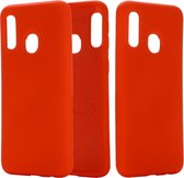 Effen kleur vloeibare siliconen dropproof volledige dekking beschermhoes voor Galaxy A20e (rood)