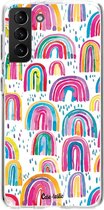 Casetastic Samsung Galaxy S21 Plus 4G/5G Hoesje - Softcover Hoesje met Design - Sweet Candy Rainbows Print