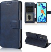Voor Huawei P30 Kalfs Textuur Magnetische Gesp Horizontale Flip Leren Case met Houder & Kaartsleuven & Portemonnee & Fotolijst (Blauw)