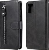 Voor Samsung Galaxy A31 Mode Kalfs Textuur Rits Horizontale Flip Leren Case met Houder & Kaartsleuven & Portemonnee (Zwart)