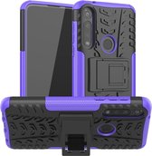 Voor Motorola Moto G Power Tire Texture Shockproof TPU + PC beschermhoes met houder (paars)